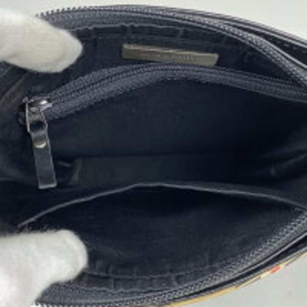 Burberry Check Shoulder Bag Leather Black - Picture 6 of 6